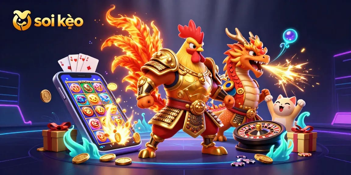 Engage in soi kèo strategies with colorful casino elements and vibrant gaming characters.