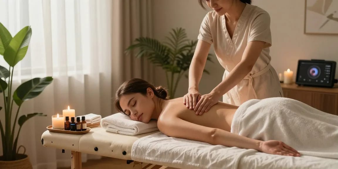 Experience a rejuvenating 구리출장마사지 in a serene home environment with relaxing elements.