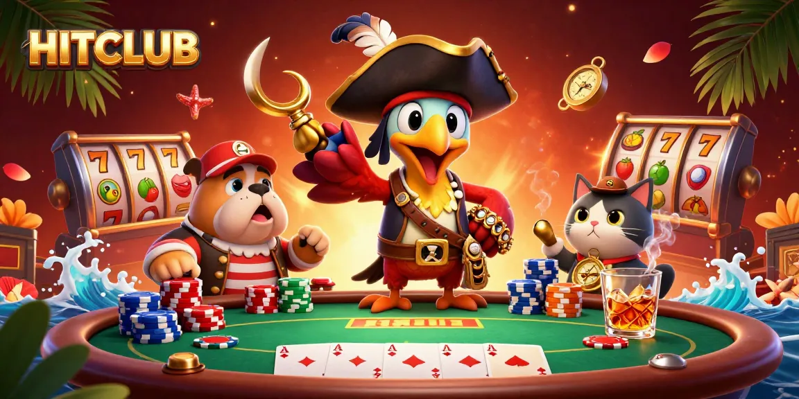 Experience thrilling gameplay at HITCLUB with vibrant poker and slot game visuals in a dynamic casino setting.