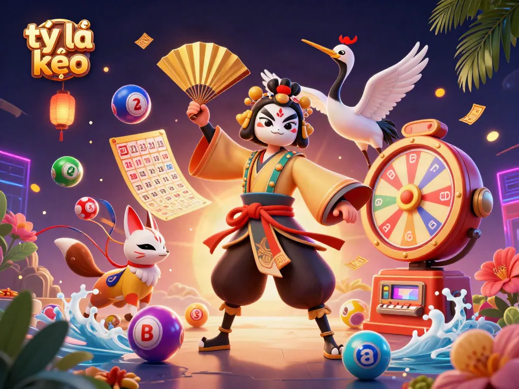 Experience the excitement of tỷ lệ kèo with dynamic lottery elements and vibrant characters.