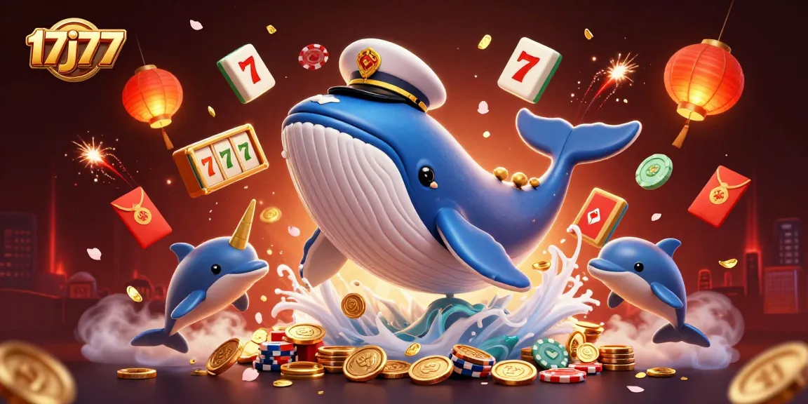 Engage with 17j77 in a dynamic casino scene, featuring playful dolphins and treasure-filled adventures.