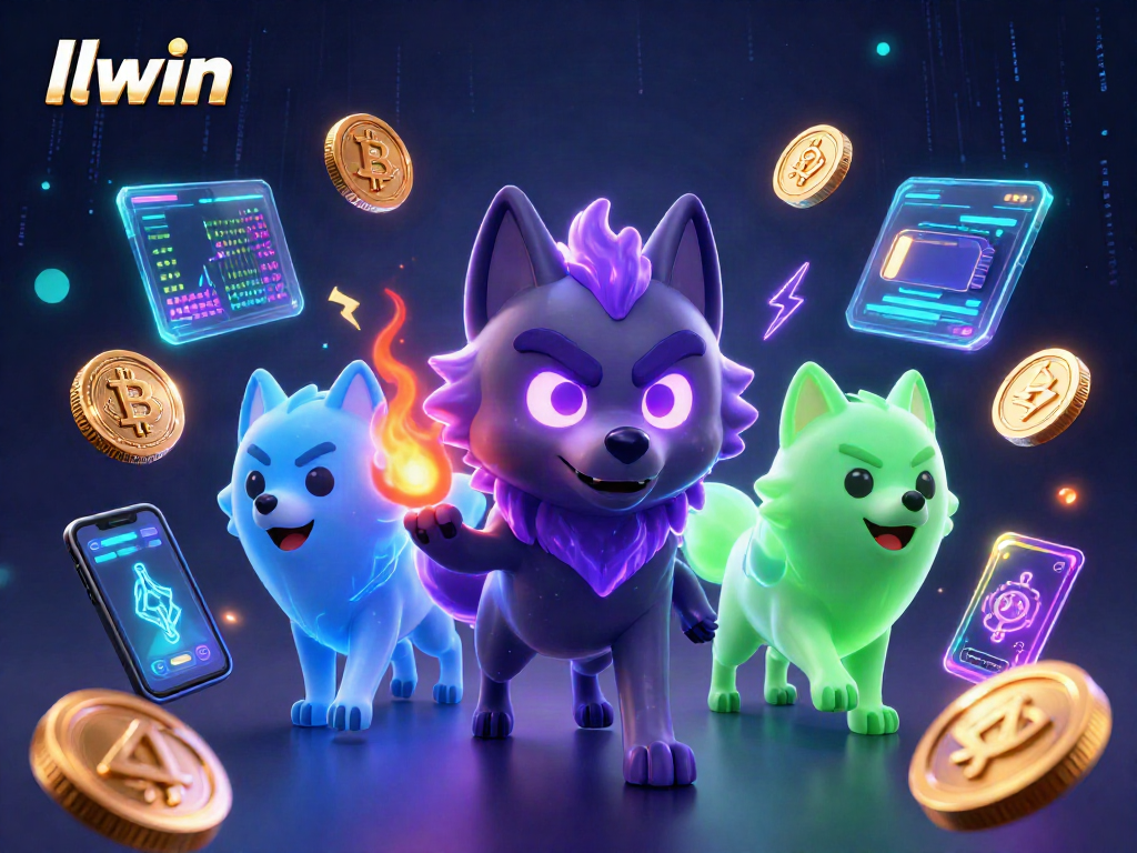 llwin creates excitement with a thrilling 3D casino scene featuring ghostly wolves and crypto elements.