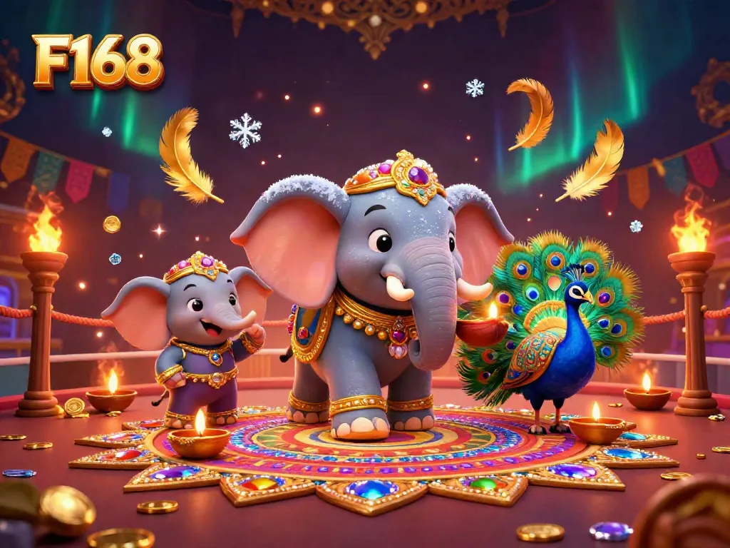 Experience winning at F168 with rich casino-themed illustration showcasing vibrant characters and elements.