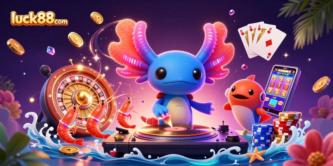 Experience the excitement of luck88com with neon characters winning through casino action.