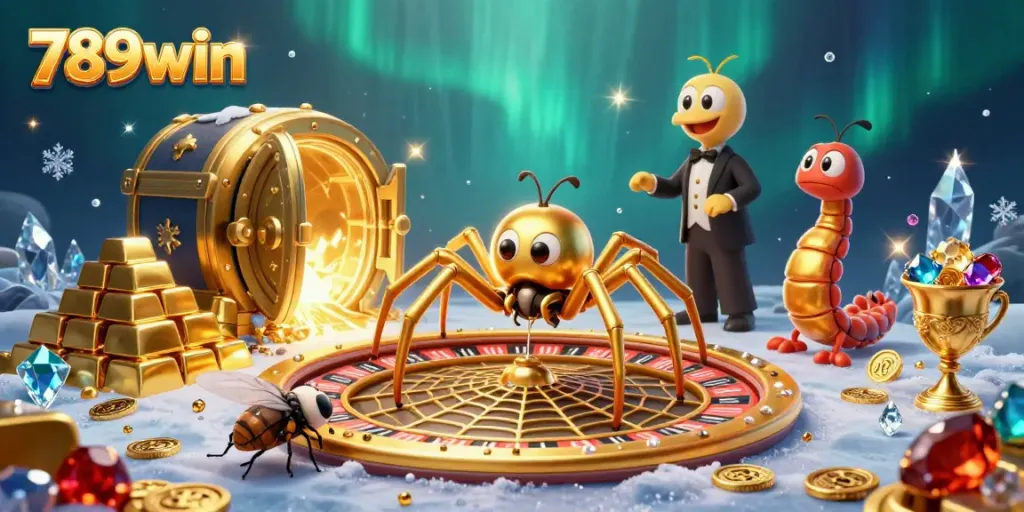 Experience the thrill of betting at 789win with this vibrant casino-themed illustration.
