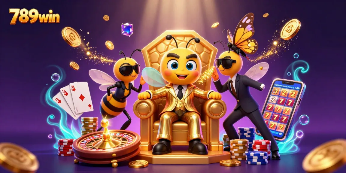 Join the excitement at 789win as the bumblebee mob boss oversees a thrilling casino scene filled with action and vibrant colors.