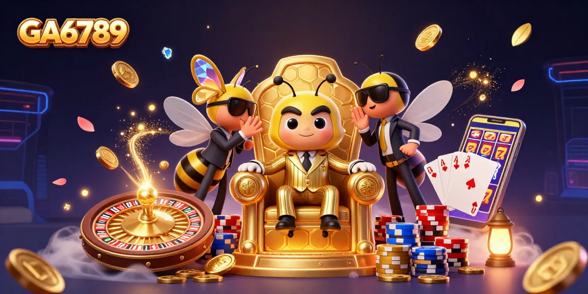 Engage with GA6789 in a vibrant 3D casino scene filled with dynamic gaming elements.