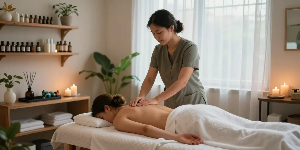 Relaxing massage therapy session in 김포출장안마 studio with soothing environment and essential oils.