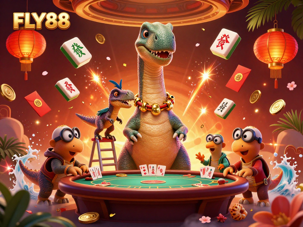 FLY88 invites players to jackpot wins in an energetic casino scene filled with colorful game elements.