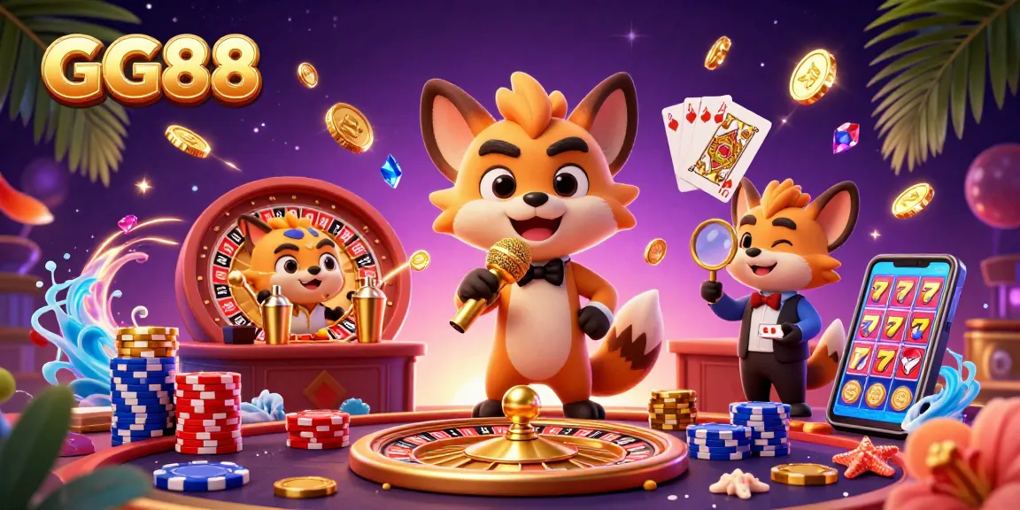 Experience the vibrant atmosphere of GG88's casino with hyena characters in a fun setting.