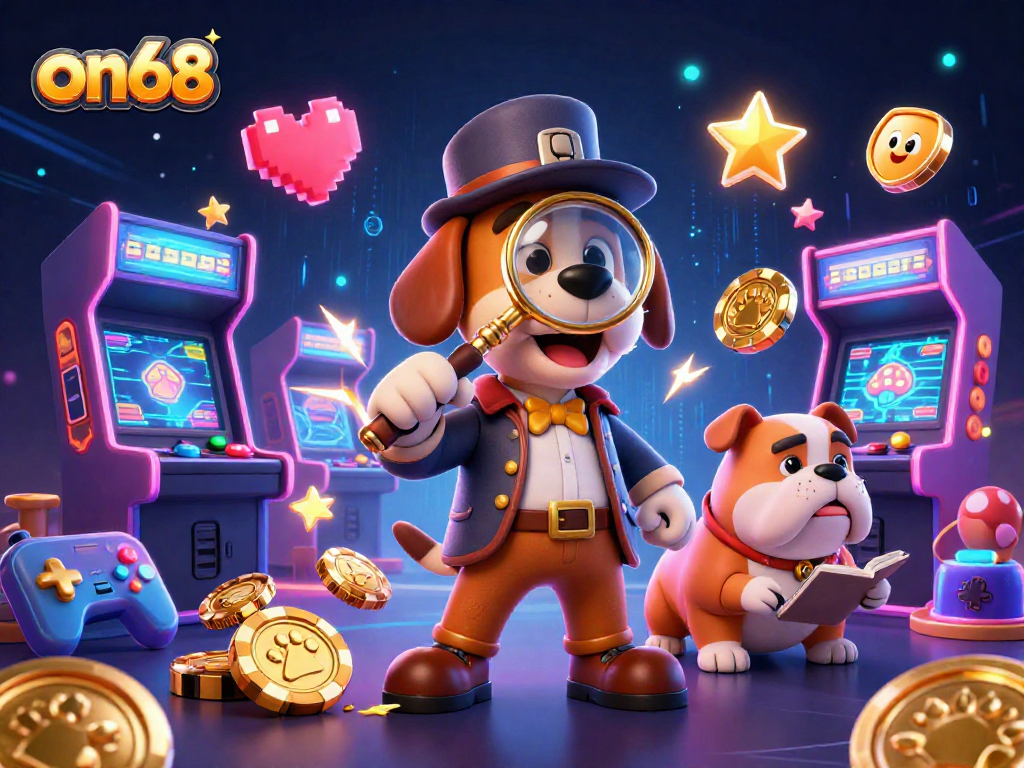 Engage with thrilling games at on68 featuring 3D detective discovering clues in a vibrant casino
