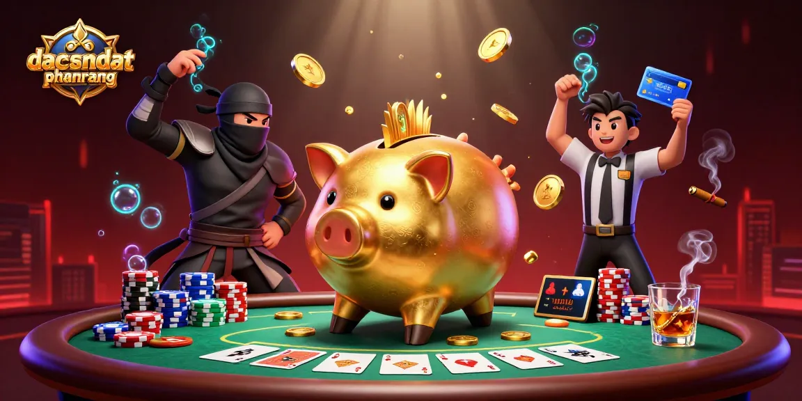 Experience thrilling gaming at dacsandatphanrang with golden piggy bank wrestler and dynamic poker scene.