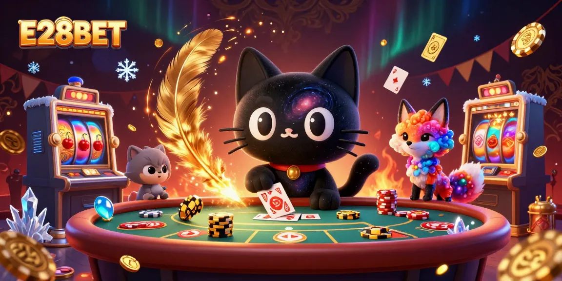 E28BET brings a vibrant cosmic casino scene with captivating characters and dynamic gaming elements.