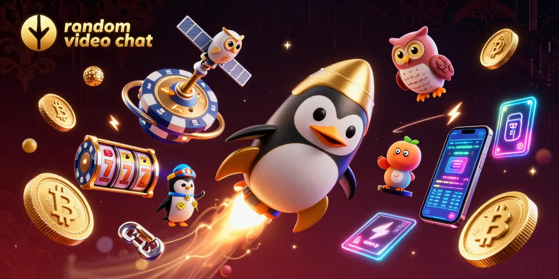 Engage in exciting random video chat experiences with vibrant casino-themed 3D illustration