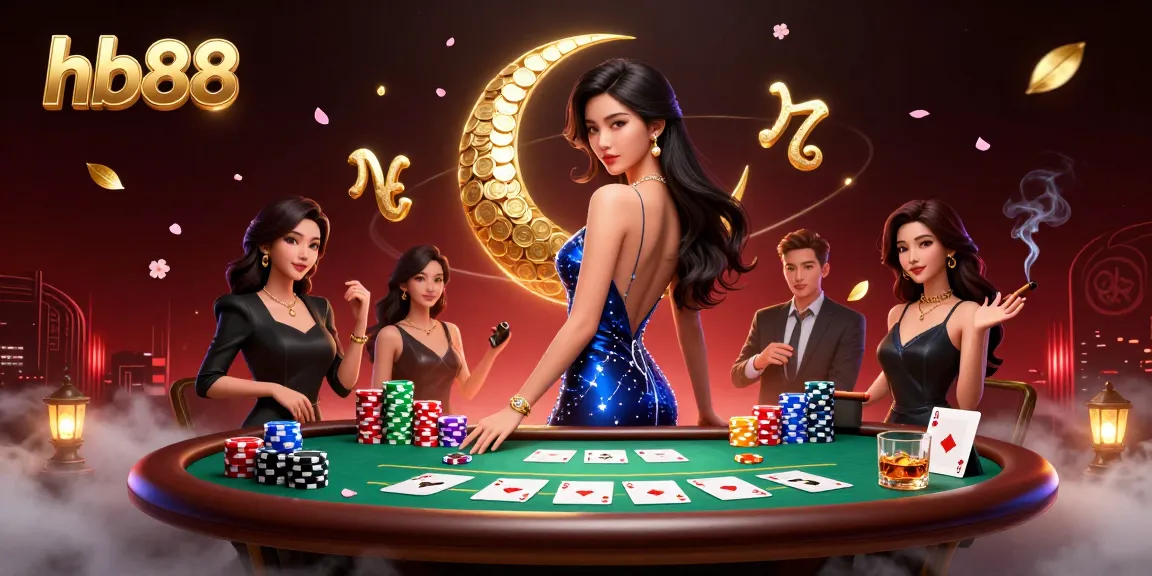 Experience thrilling action at hb88, featuring a stylish Asian dealer at a vibrant poker table.
