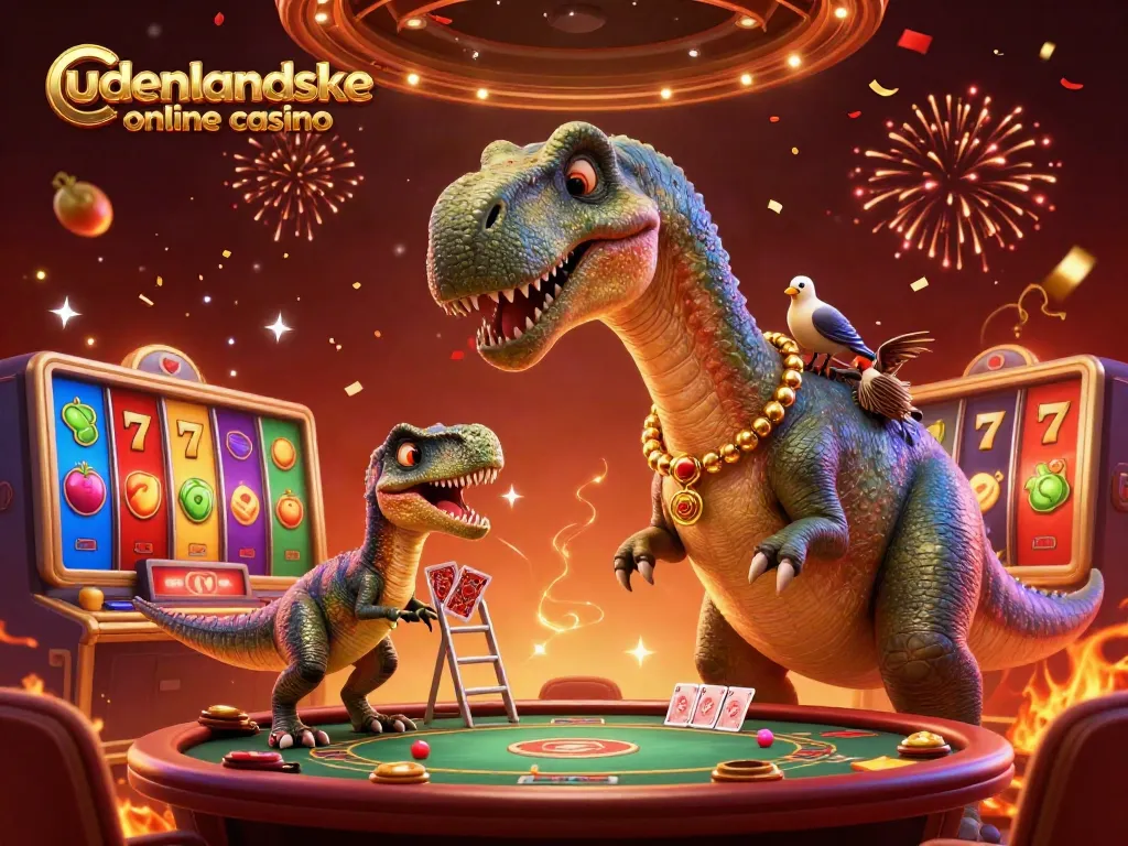 Experience the excitement at udenlandske online casino with vibrant slot reels and dramatic lighting.