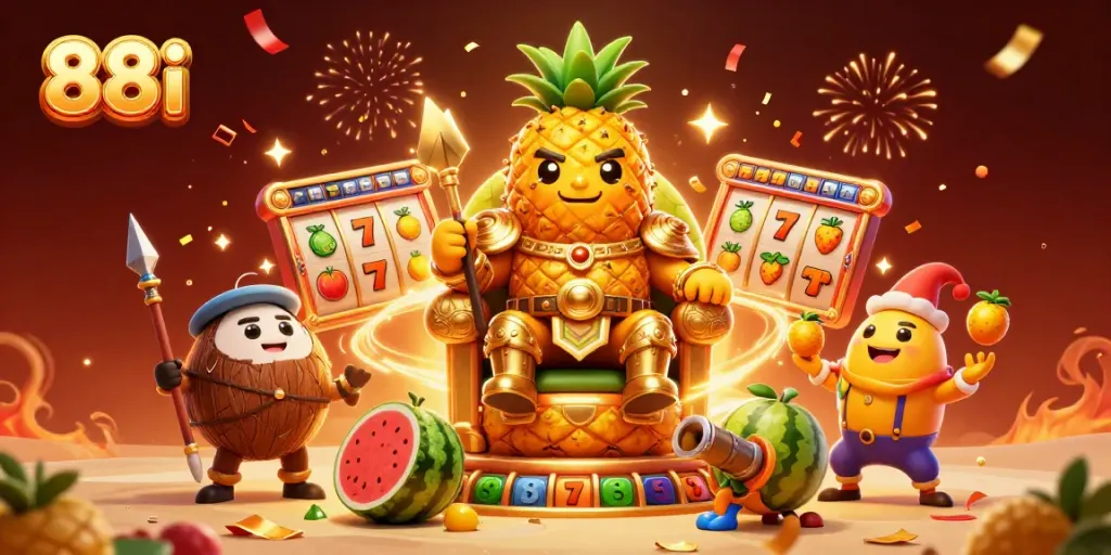 Experience thrilling slots action at 88i with a lively casino scene featuring vibrant characters and exciting game elements.