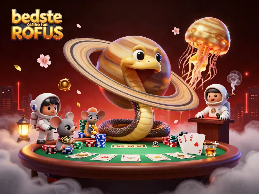 Explore bedste casino uden ROFUS with interactive gaming elements in a vibrant cosmic setting.