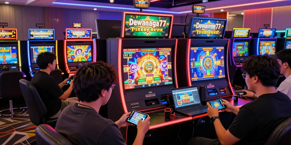 Exciting players enjoying slot online terpercaya games in a vibrant gaming venue.