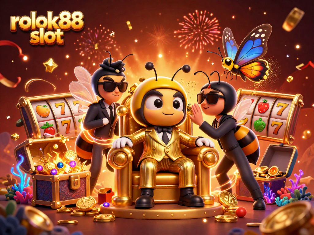 Spin the reels with excitement in this vibrant rokok88 slot casino illustration, showcasing a dynamic gambling experience.
