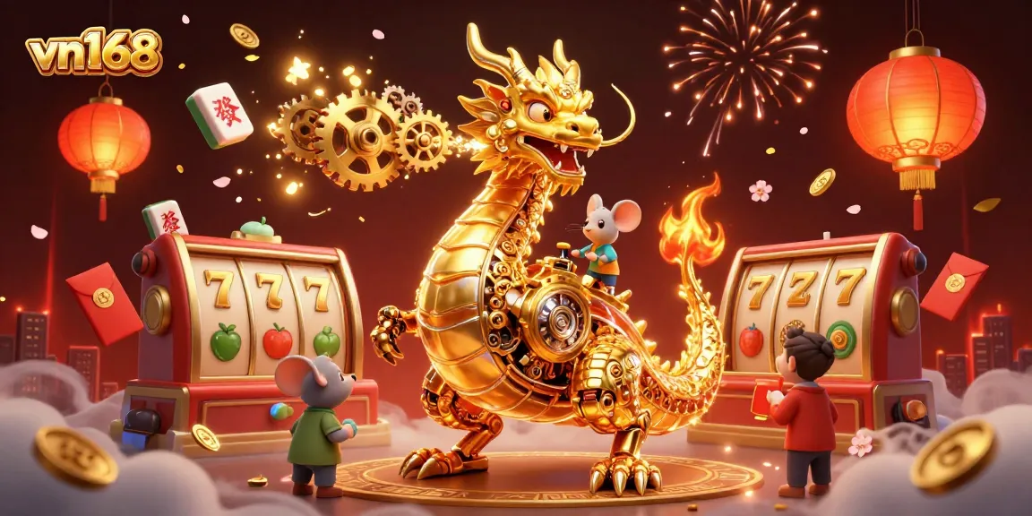 Experience thrilling gaming with vn168's vibrant slots and a fantastical dragon scene!
