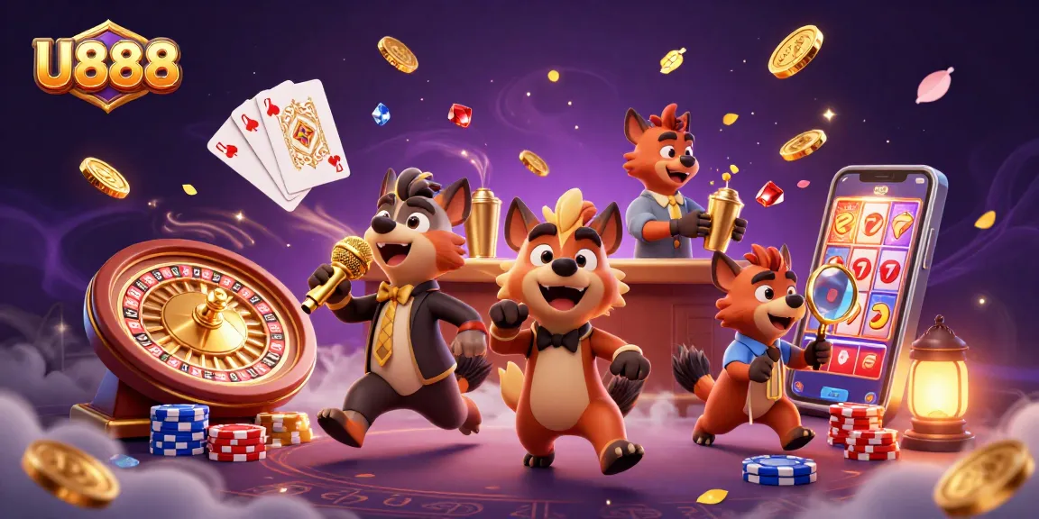 Join the fun at U888 with hyenas in a comedy casino club featuring vibrant games and lively characters.