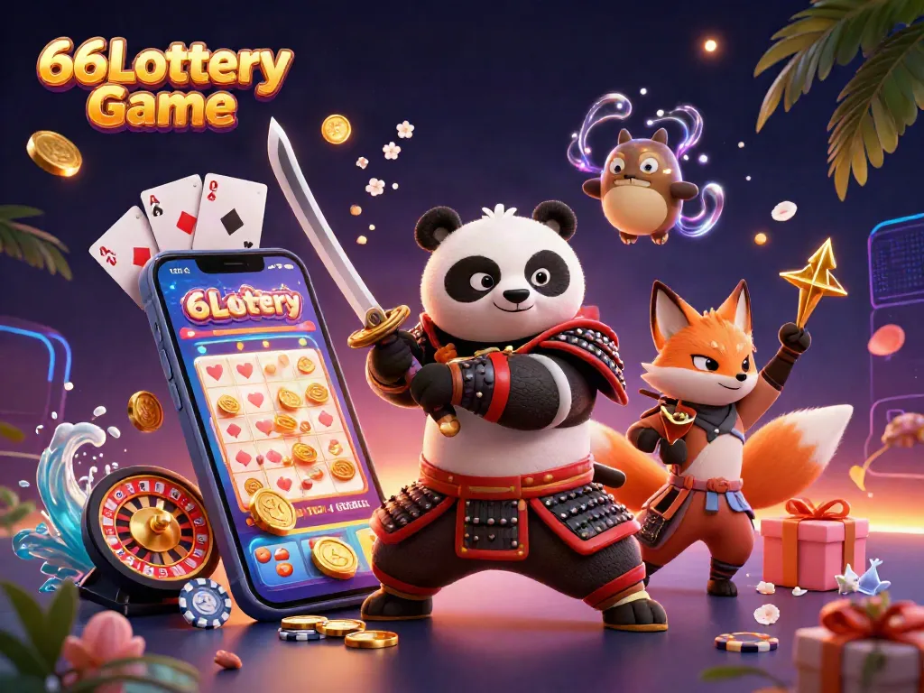 Engaging illustration of 66Lottery Game featuring charming characters and vibrant gaming elements.