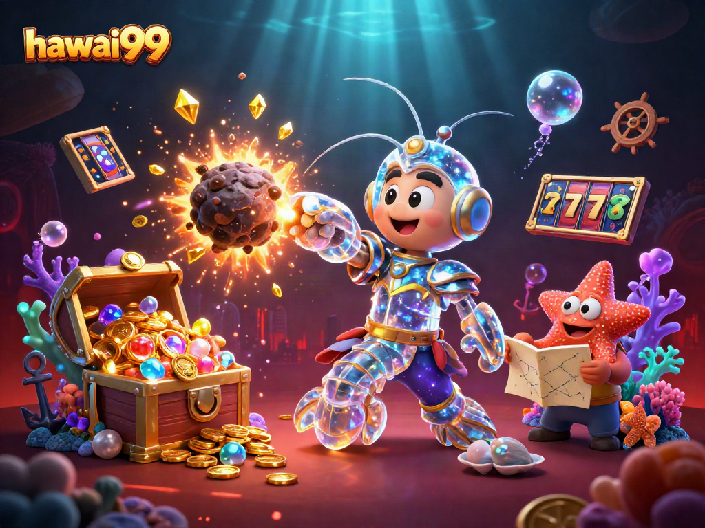 Play hawai99 slots in an ultra-detailed 3D casino underwater adventure with vibrant colors and stunning visuals.