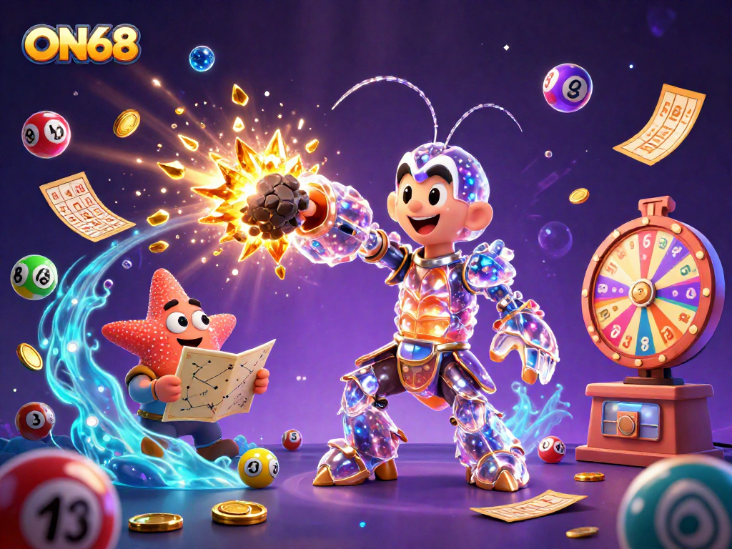Engage with ON68's dynamic galaxy of entertainment with mantis shrimp, asteroids, and lottery elements.