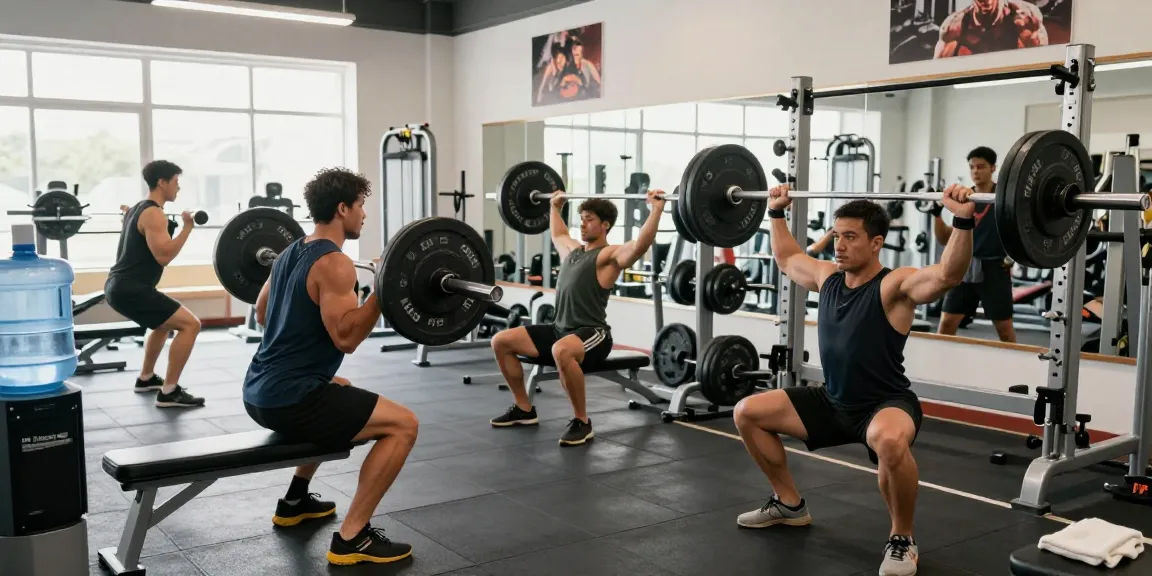 Anabolika Shop: Bodybuilder beim Training in moderner Fitnessumgebung mit Gewichten und Motivation.