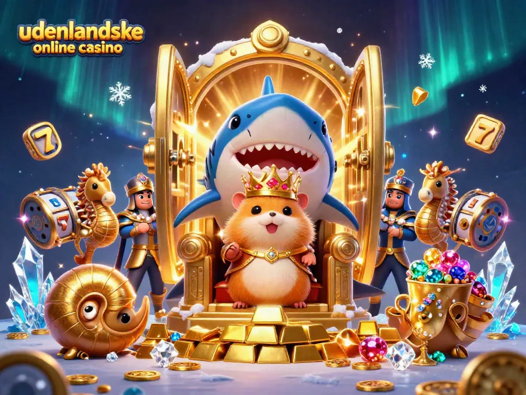 Experience the excitement of udenlandske online casino with a golden hamster king in a treasure-filled world.