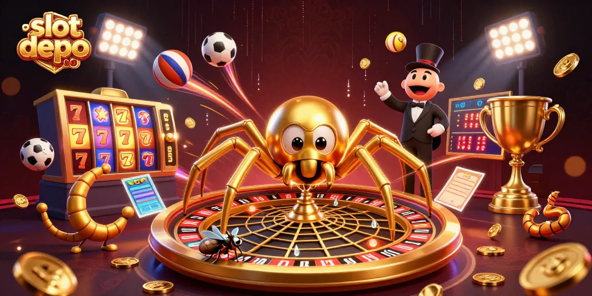 Spin the excitement with slot depo 1000, a thrilling golden web of winning opportunities in a vibrant casino scene.