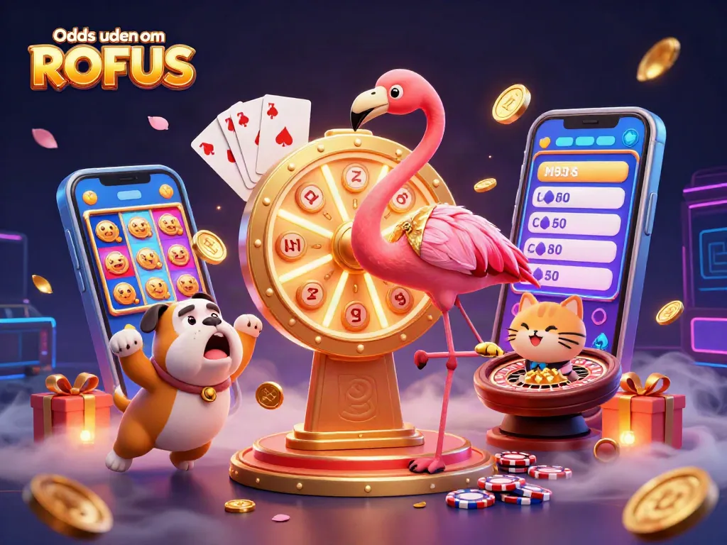 Spin the prize wheel with odds uden om ROFUS in a captivating 3D casino illustration.