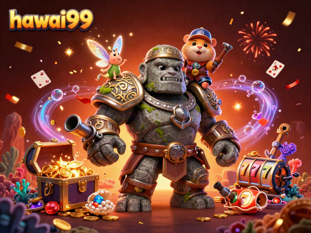 Powerfully engage with hawai99 in this vibrant 3D casino scene filled with magic and treasure