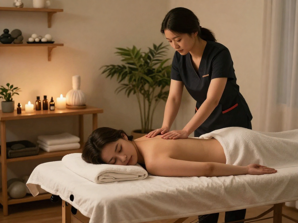 Providing 노원출장마사지 in a serene home setting with soothing elements for relaxation.