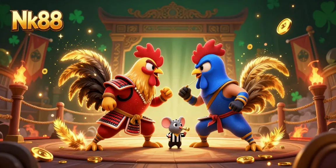 Engage with Nk88's thrilling fighting arena featuring dynamic roosters and betting elements.