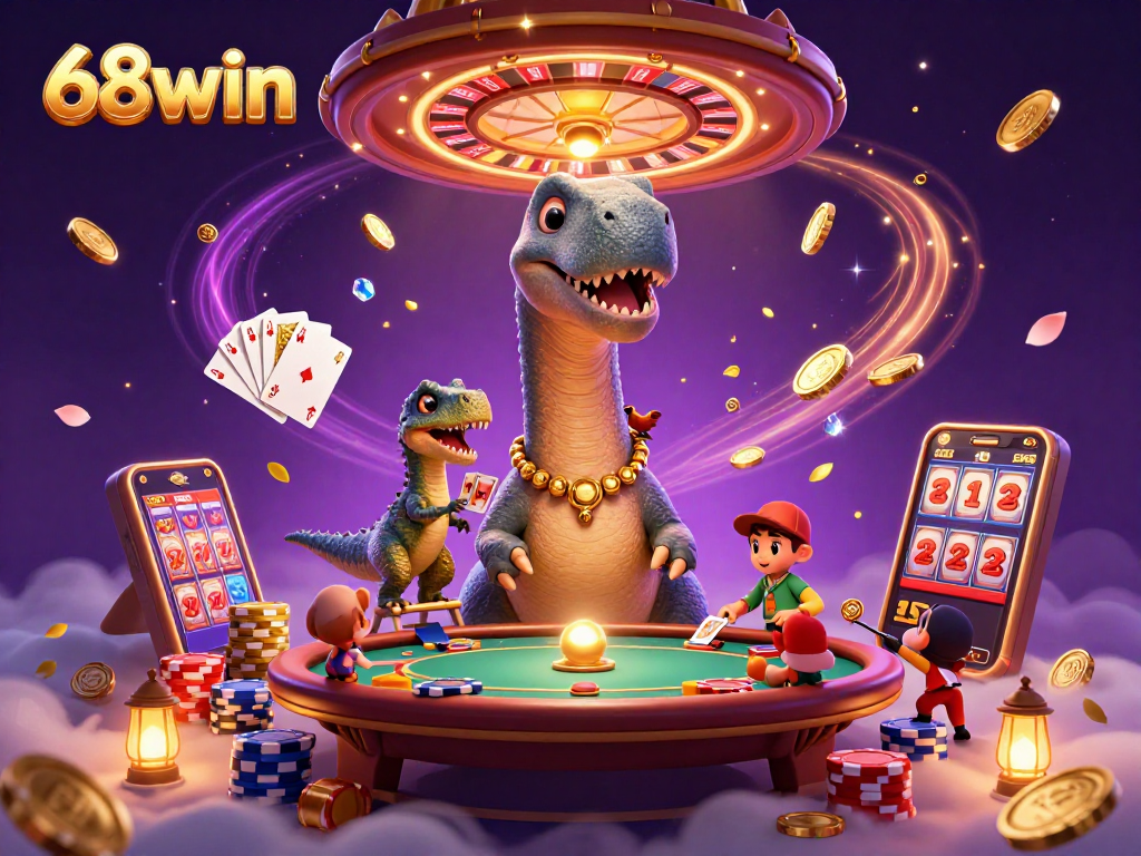 Win big at 68win with lively 3D casino characters and vibrant gaming elements all around.
