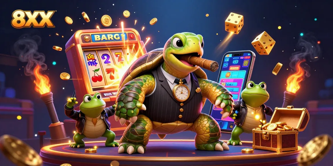 Experience the excitement with the 8XX characters at the vibrant casino, showcasing thrilling gaming action.