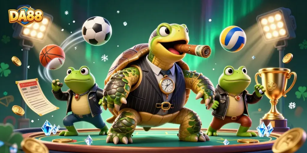 Engage in thrilling games at DA88 casino, featuring dynamic sports betting visuals and vibrant graphics.
