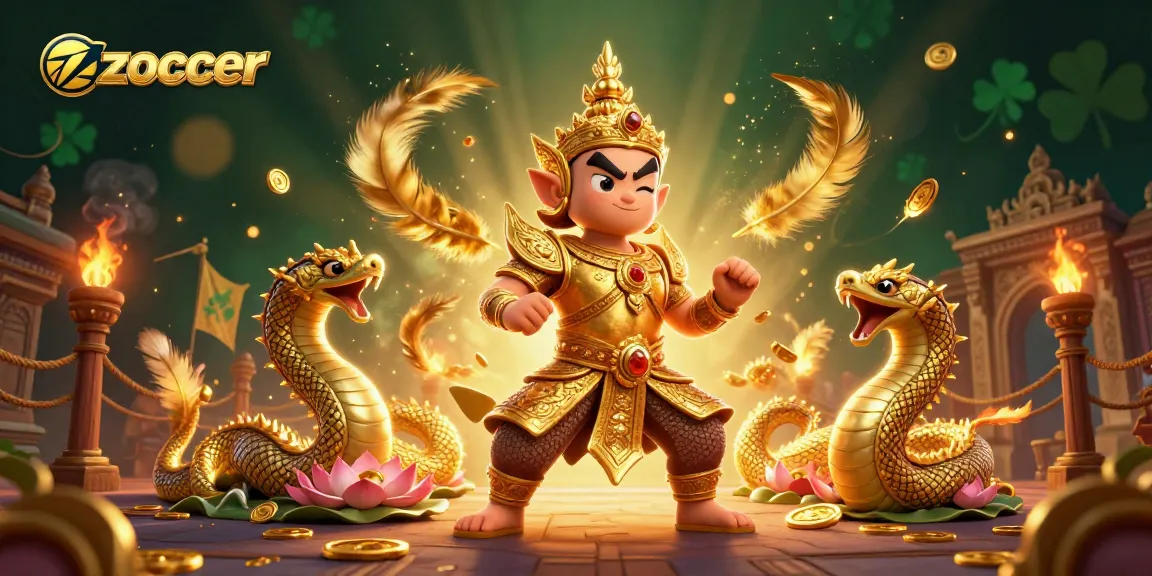 Engage in the dynamic zoccer arena featuring golden guardian characters and vibrant casino elements.