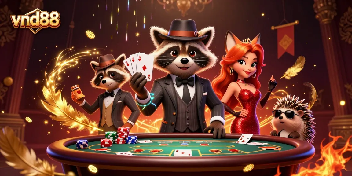 Experience thrilling poker action with vnd88 featuring dynamic characters and casino elements.