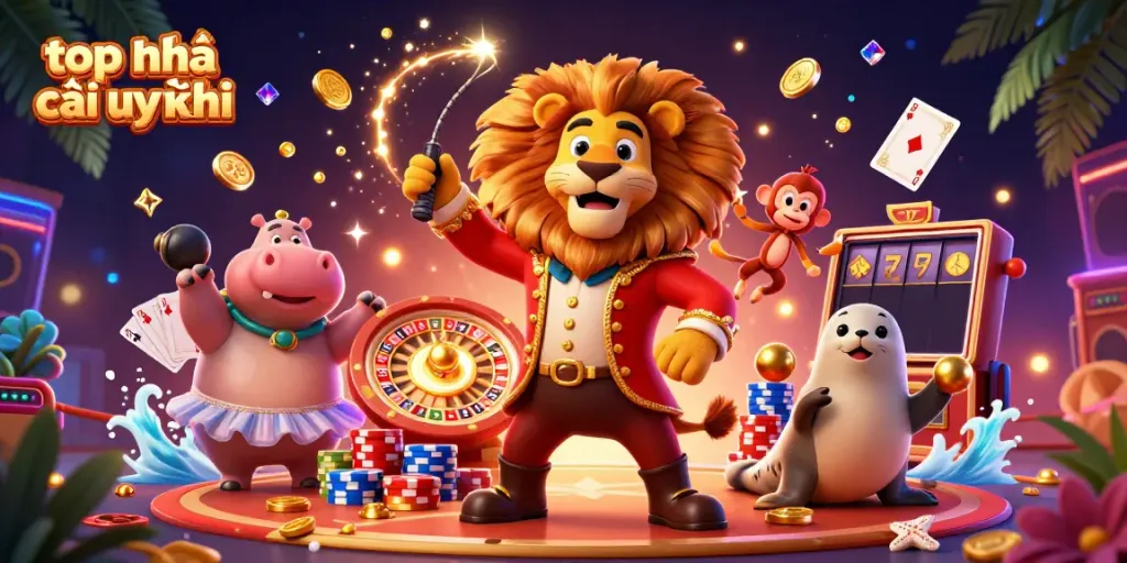 Engage with top nhà cái uy tín through a vibrant 3D circus with vivid casino elements.