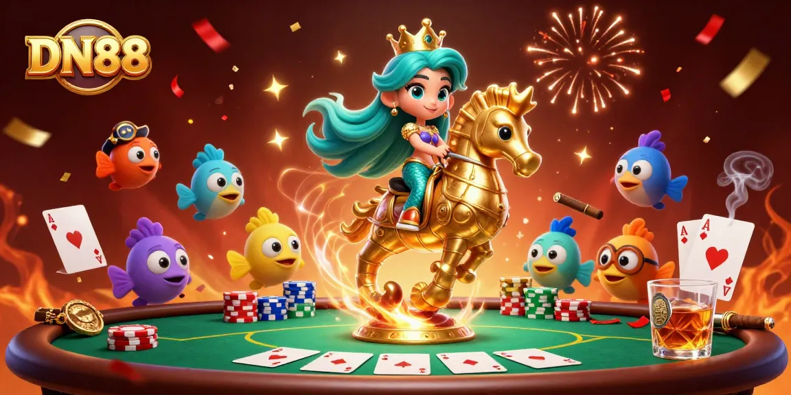 Play an exciting game at DN88 with the mermaid princess and vibrant casino elements.