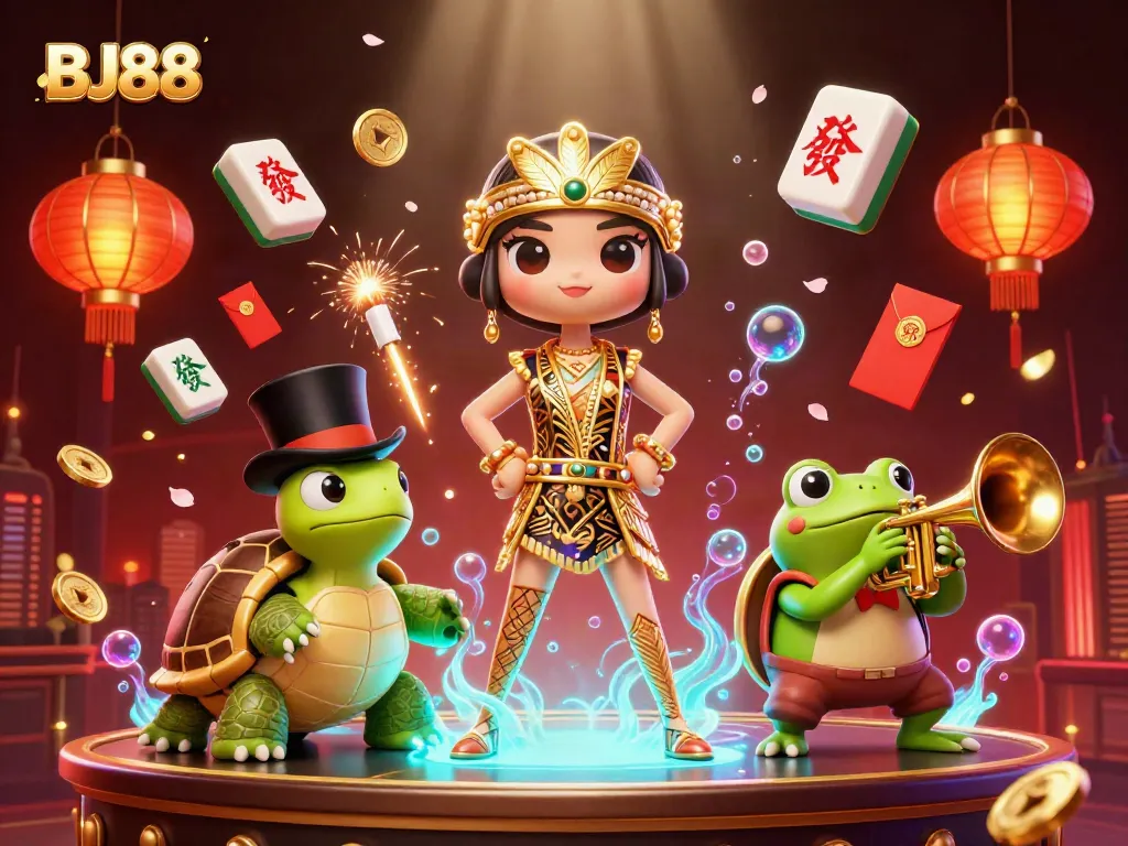 Experience thrilling gaming moments with BJ88 in a vibrant casino scene.
