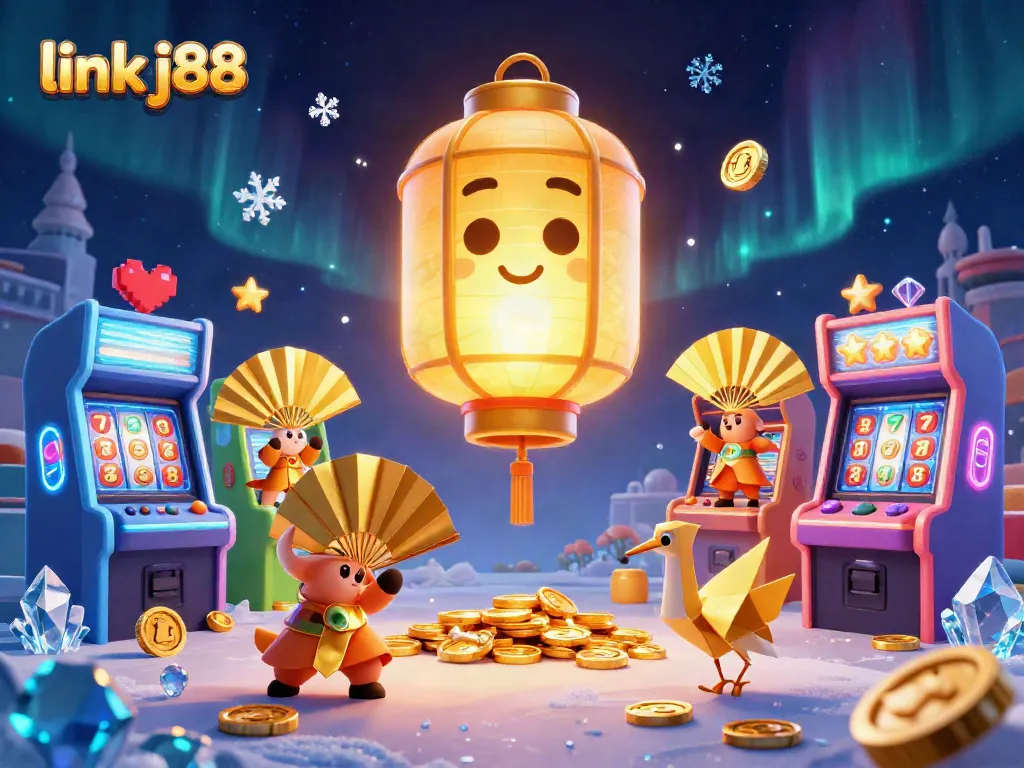 Engage with link j88 as vibrant casino-themed artwork showcasing dynamic gaming elements and cheerful characters.