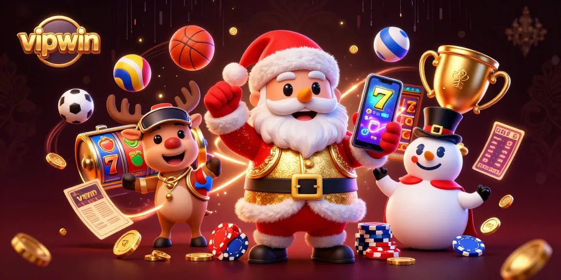 Experience the excitement at vipwin with Santa and friends in an engaging casino environment.