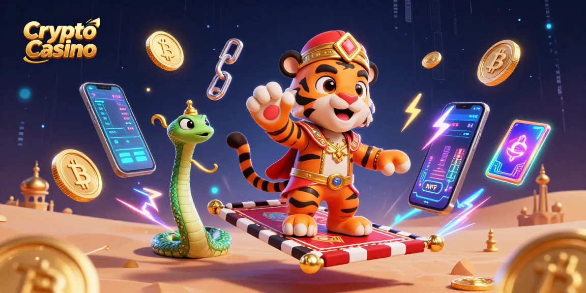 Engage with the vibrant Crypto Casino theme featuring a tiger sultan and dynamic crypto elements.